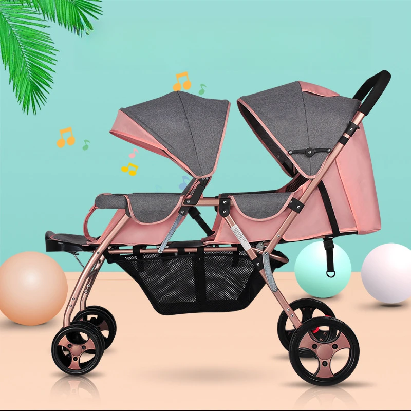 Double Stroller for Twins,Convertible Front/Rear Seats,Ultra-Light One-Hand Fold Design,All-Terrain Wheels with Shock Absorption