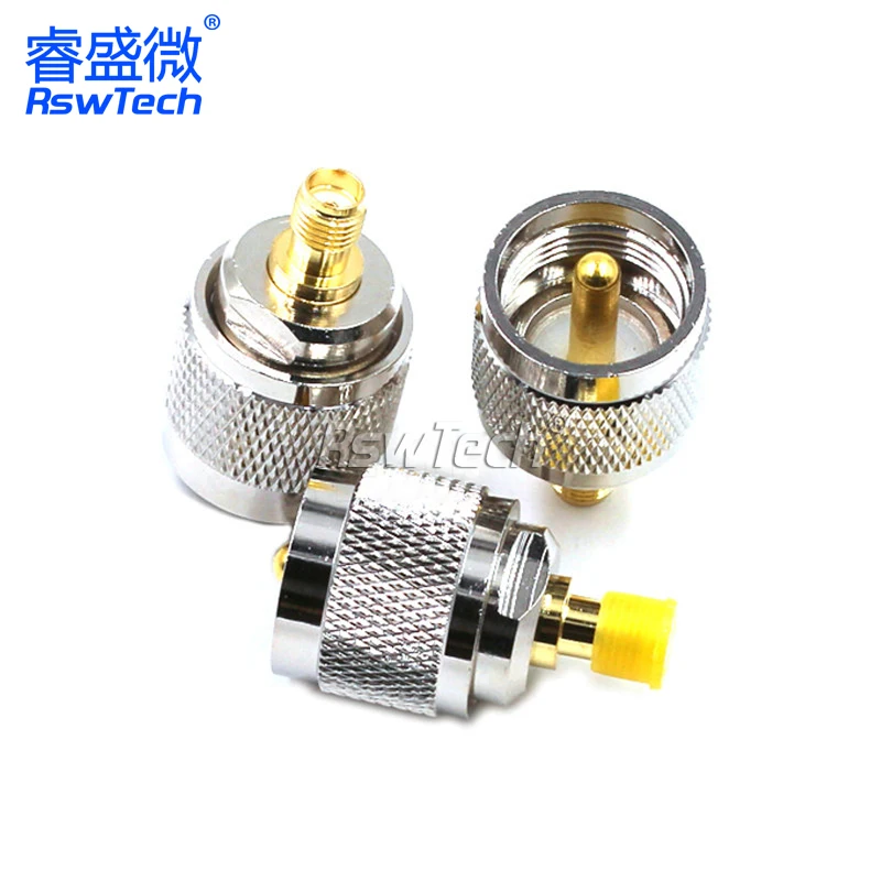 SMA-UHF Female and Male to Male RF Coaxial Adapter for Walkie Talkie All Copper Connector Test