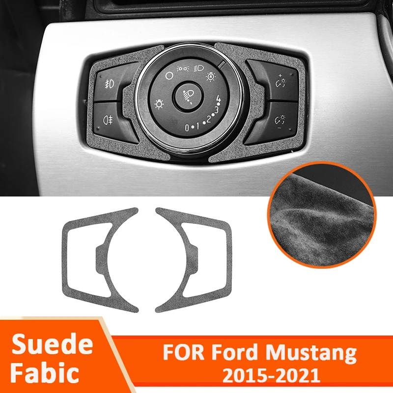 

Soft Suede Fabic Auto Headlight Control Panel Frame Decorative Sticker Car Interior Accessories For Ford Mustang 2015-2021