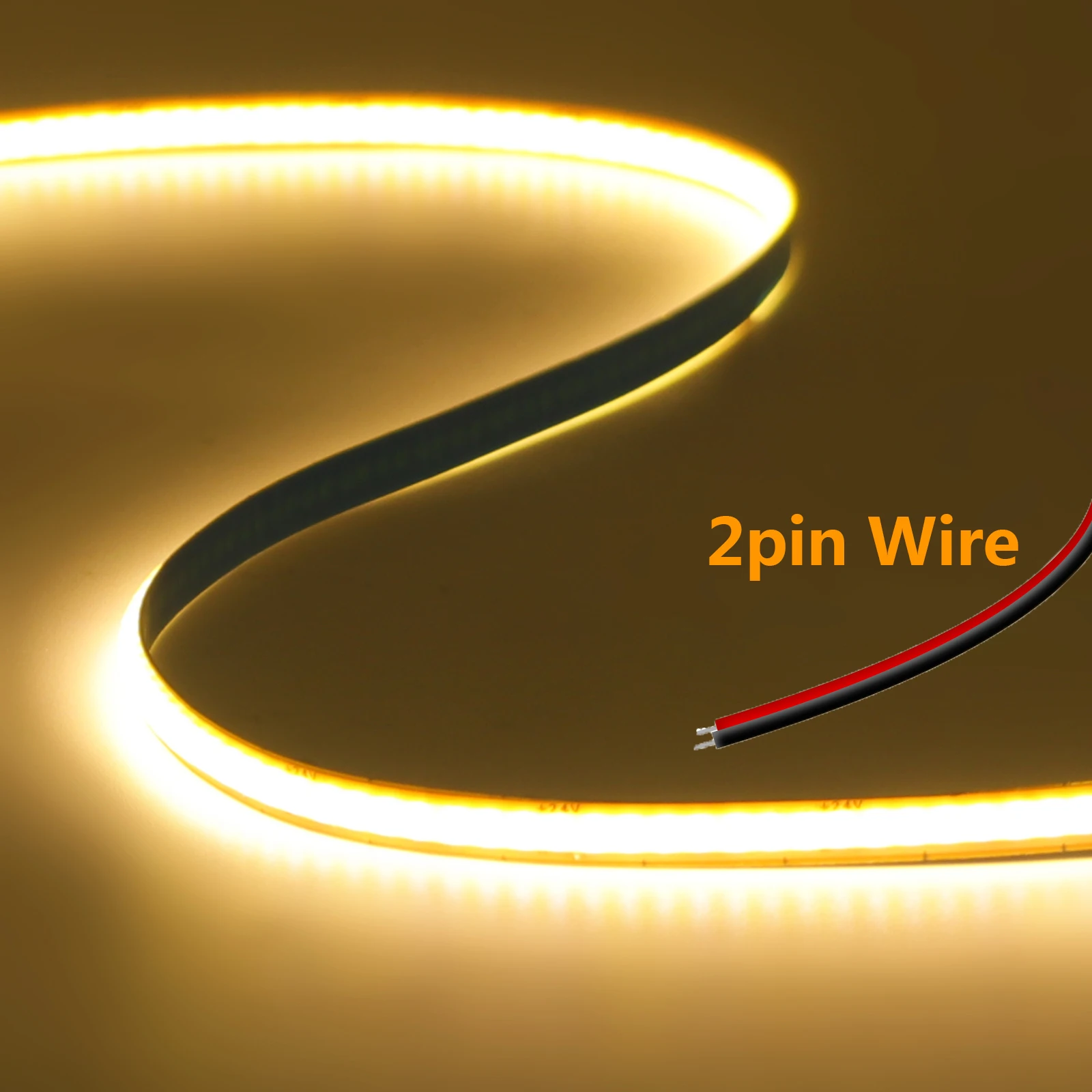 5mm 8mm PCB COB LED-Lichtstreifen Frei Zuschneidbar 12V 24V Mit 2-PIN-Kabel DC-Stecker 400LEDs/m 3000k 4000k 6000k Flex-Lampe 0,5m 1m 5m 10m 20m