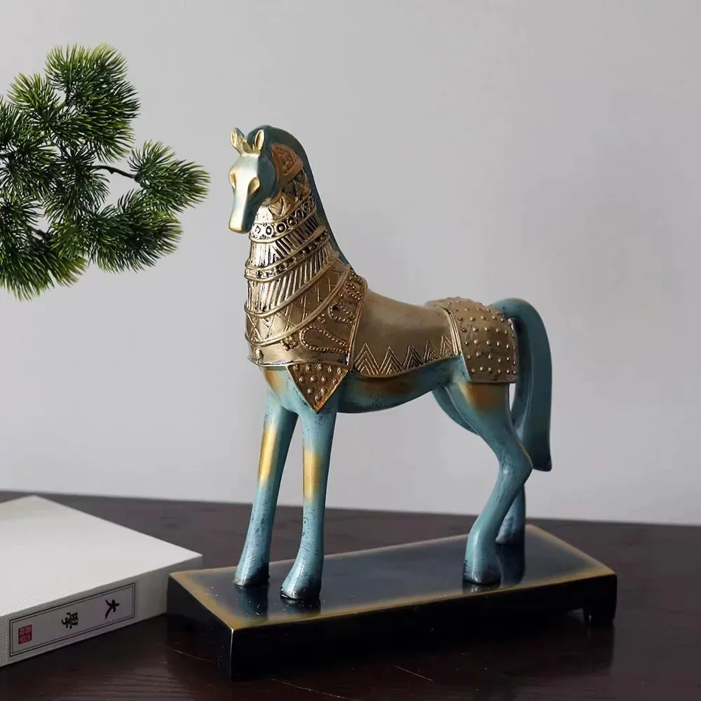 Retro War Horse Statue New Chinese High End Decor for Study Bookshelf Boss Office Desk Leader Gift