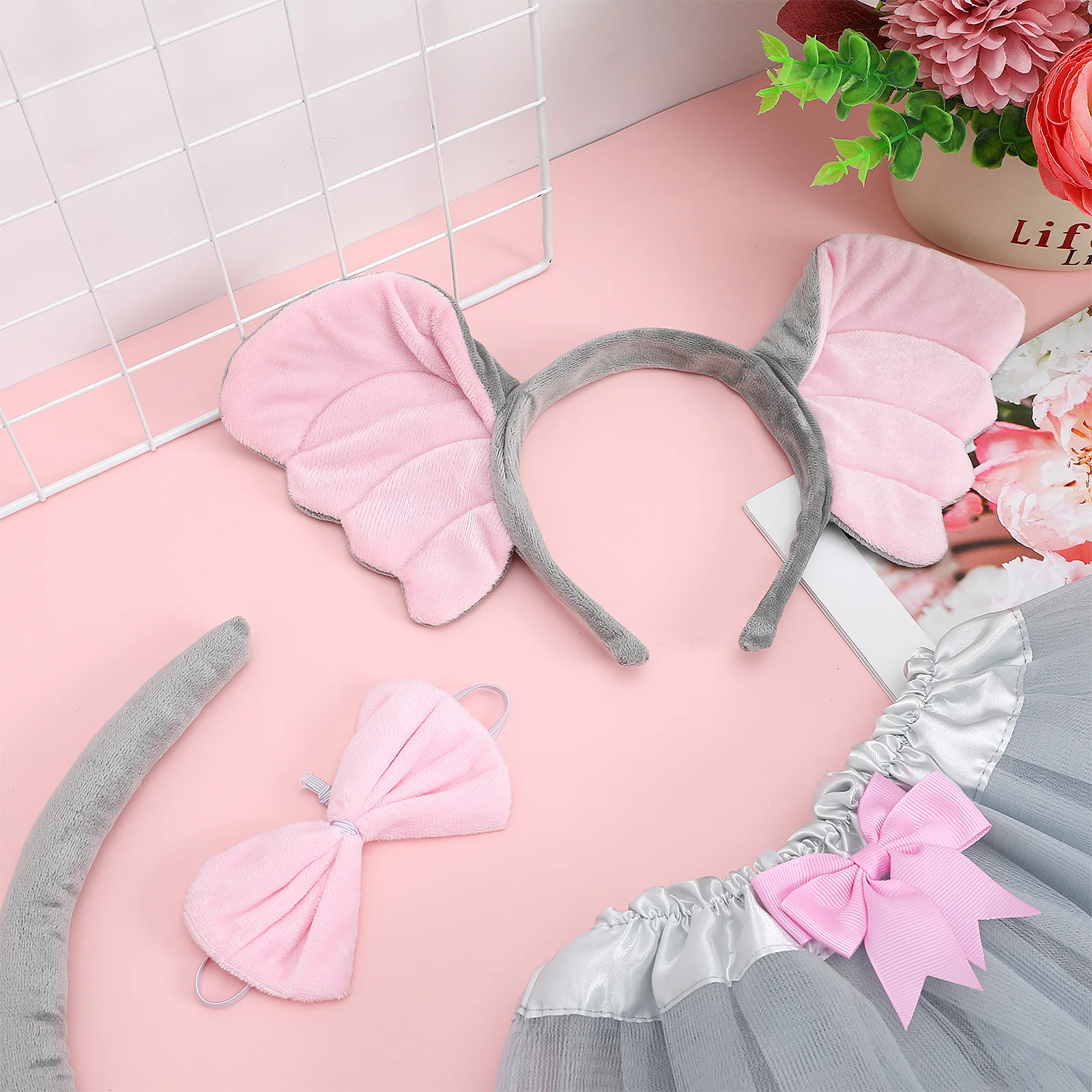 

1 Set Children Elephant Costume Dress Up Set Headband Accessories Cosplay Animal Costume Halloween Party Decoration