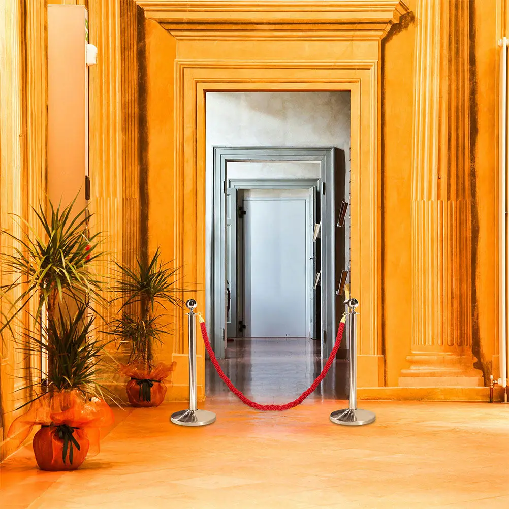 Braided Retractable Barrier Rope for Crowd Control with Hooks Elegant Concierge Style Weather Resistant Queue Management