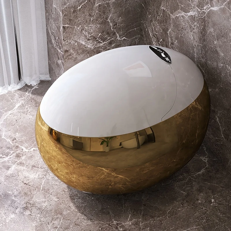 Patented Design Custom Gold Plated Oval Toilet Designer Circular Smart Bathroom Throne Round Gold Finish Hi-Tech Toilet