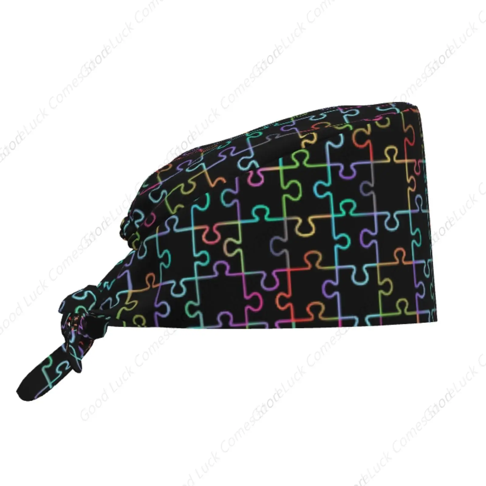 Autism Awareness Brain Working Cap for Women Men, Scrub Cap with Sweatband Adjustable, Unisex Tie Back Hat, Nurse Surgical Caps