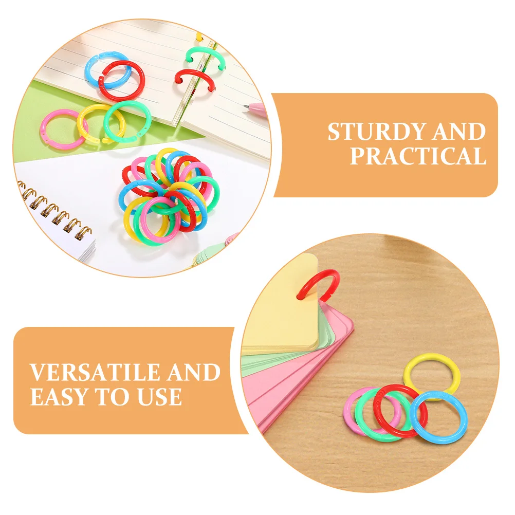 150pcs Plastic Binder Rings For Loose Leaf Notebooks Index Cards Fasteners Open Design Reusable Organizers Study