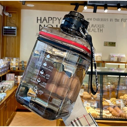 Botella de agua de 2 litros, gran capacidad, no contiene BPA, taza de agua deportiva para Fitness, taza de cubo de tonelada, botella de agua grande portátil