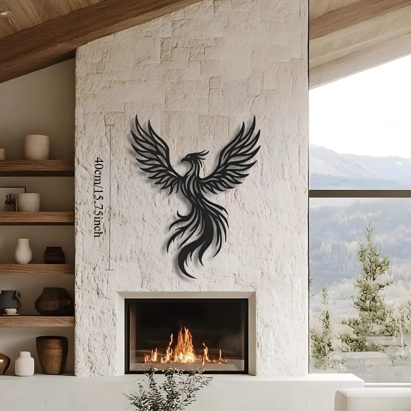 CIFBUY Iron Wall Art Phoenix Silhouette Waterproof Sculpture For Home Hanging Decor Vintage Mythical Gift