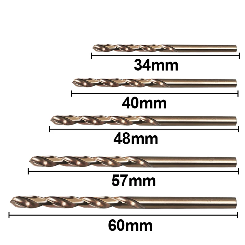 Brocas de cobalto recubiertas de titanio, juego de brocas de acero de alta velocidad HSS, herramienta multifunción, taladros de Metal, herramientas eléctricas, madera, 10 piezas