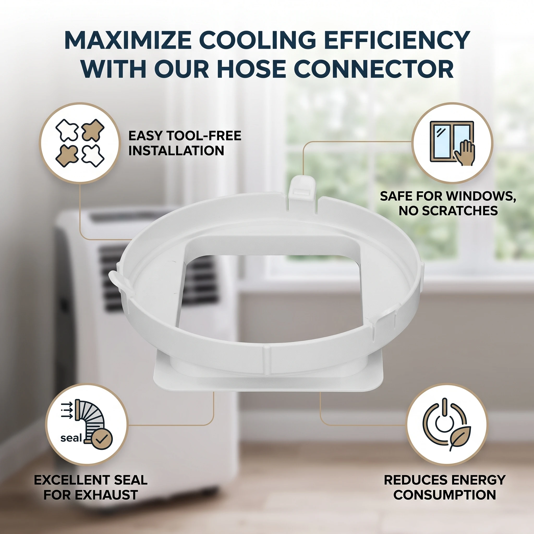 Portable Air Conditioner Exhaust Hose Connector Adapter Coupler Exhaust Duct Interface for Midea Mobile Air Conditioning Adapter