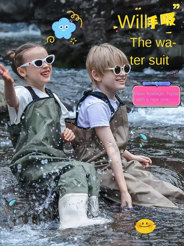 

Children's Sea Driving Equipment Wader Water Playing One-Piece Wader Kindergarten Waterproof Wading Clothes Summer Nylon Clothes