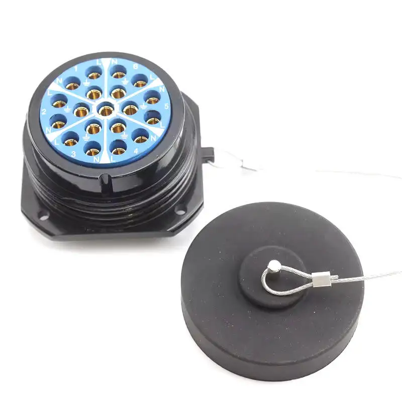 Socapex 19-pin IP67 Waterproof Male and Female Panel Mount Connector Chassis Made of Aluminum Material