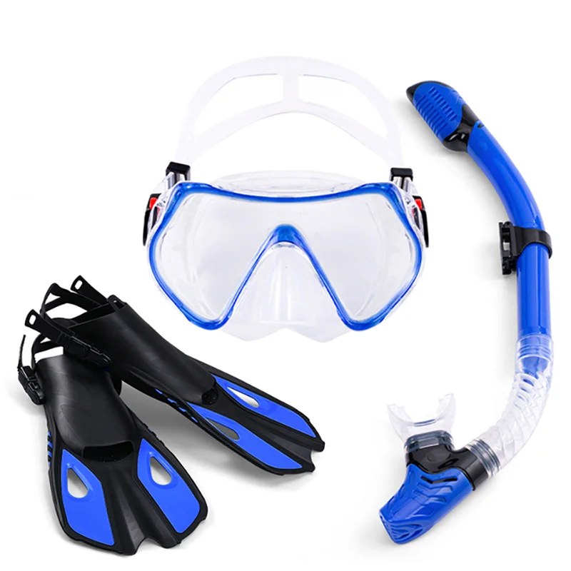 1+1+1 Professional Scuba Diving Mask Equipment Diving Glasses HD Anti Fog Scuba Mask Underwater Snorkeling Snorkel Flippers