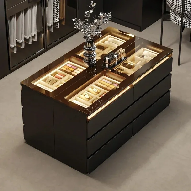 Cloakroom jewelry, double-sided storage, household display storage integrated floor cabinet