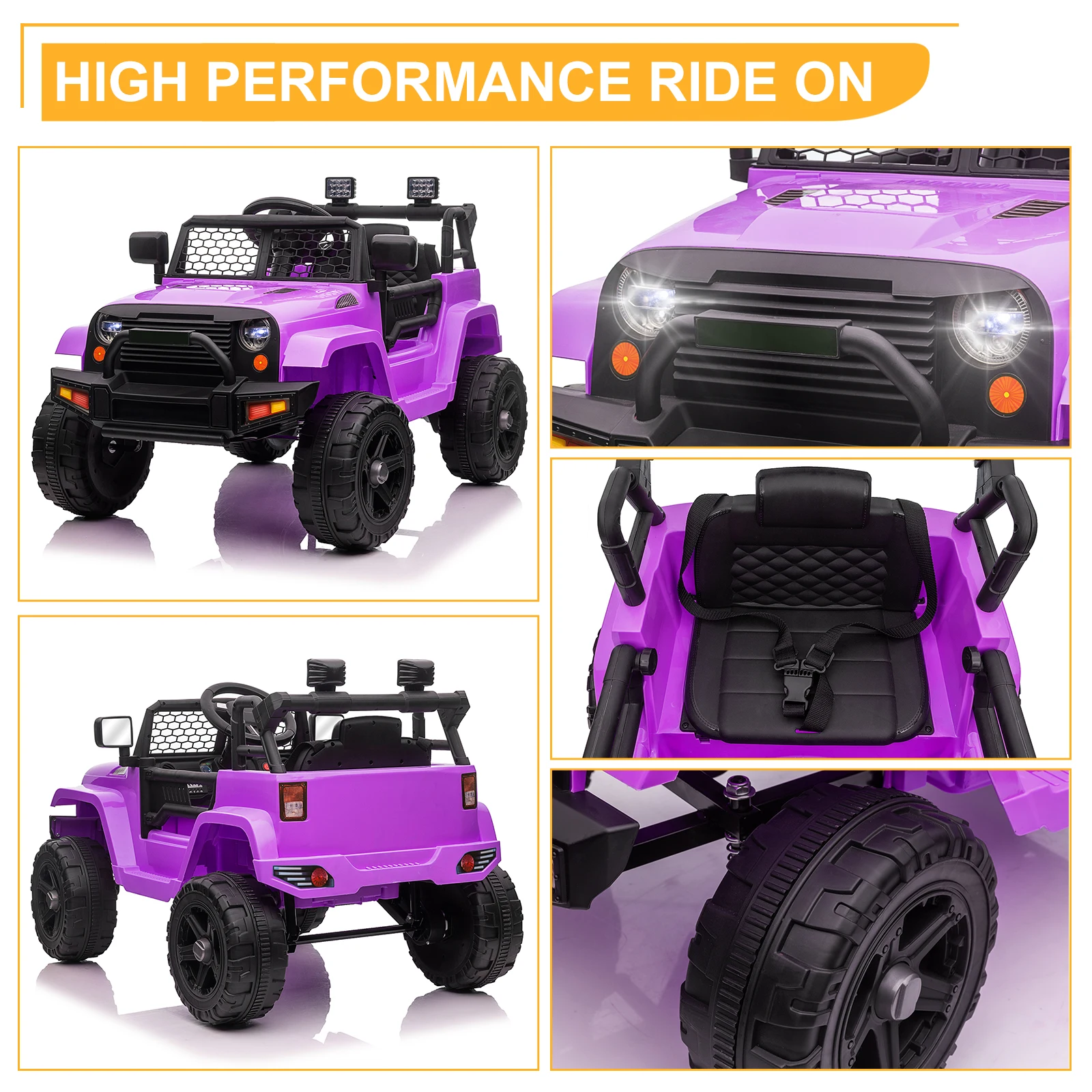 LEADZM Dual Drive 12V 4.5A.h with 2.4G Remote Control Jeep Purple