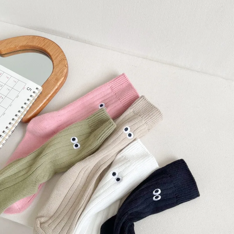 5 Pairs Women's Autumn Winter Socks Thick Needle Socks Fashion With Solid Color Thick Line Small Eyes Pile Socks Tide Wholesales