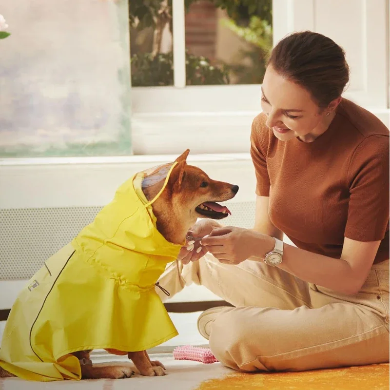 Outdoor Waterproof Dog Raincoat with Reflective Design Pet Coat for Corgis & Golden Hair Small & Medium Dogs Jacket