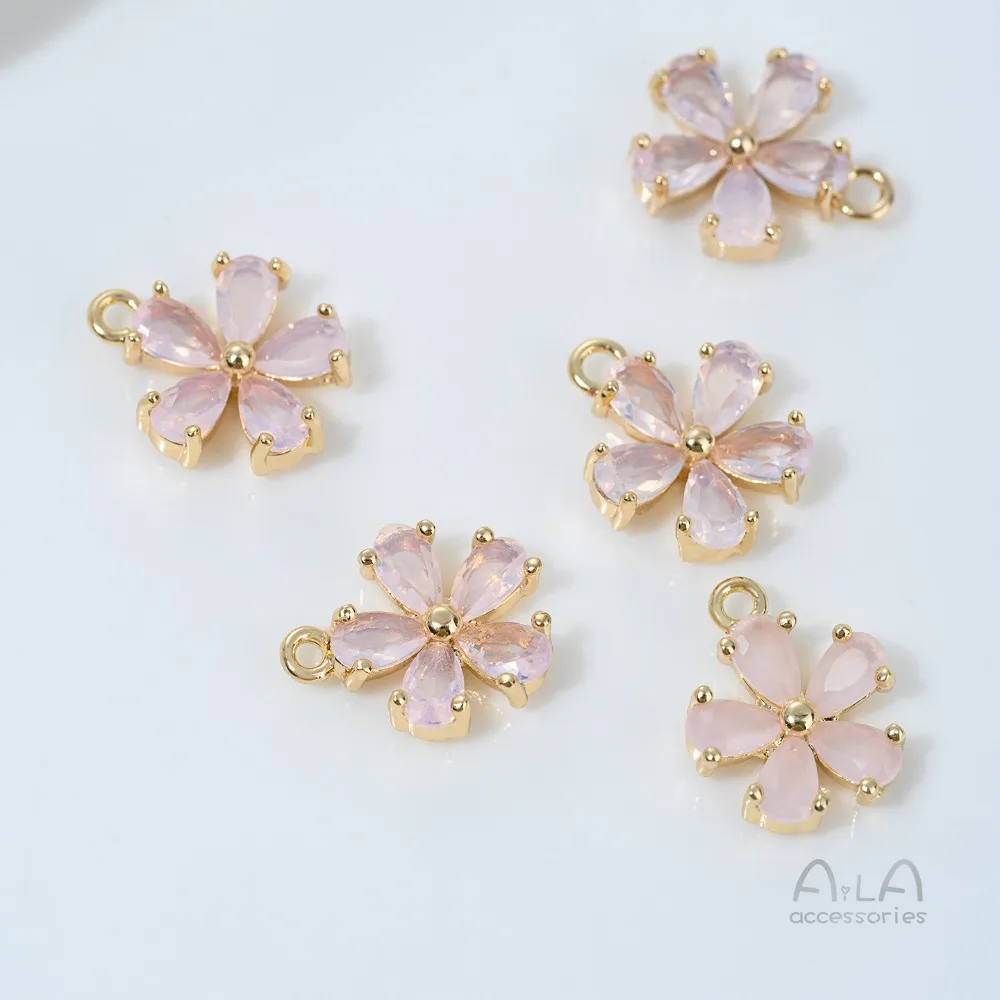 

1 шт. медные подвески 14 К золото цвет яркий персиковый цвет пятилепестковый цветок кулон ручной работы DIY серьги аксессуары материал