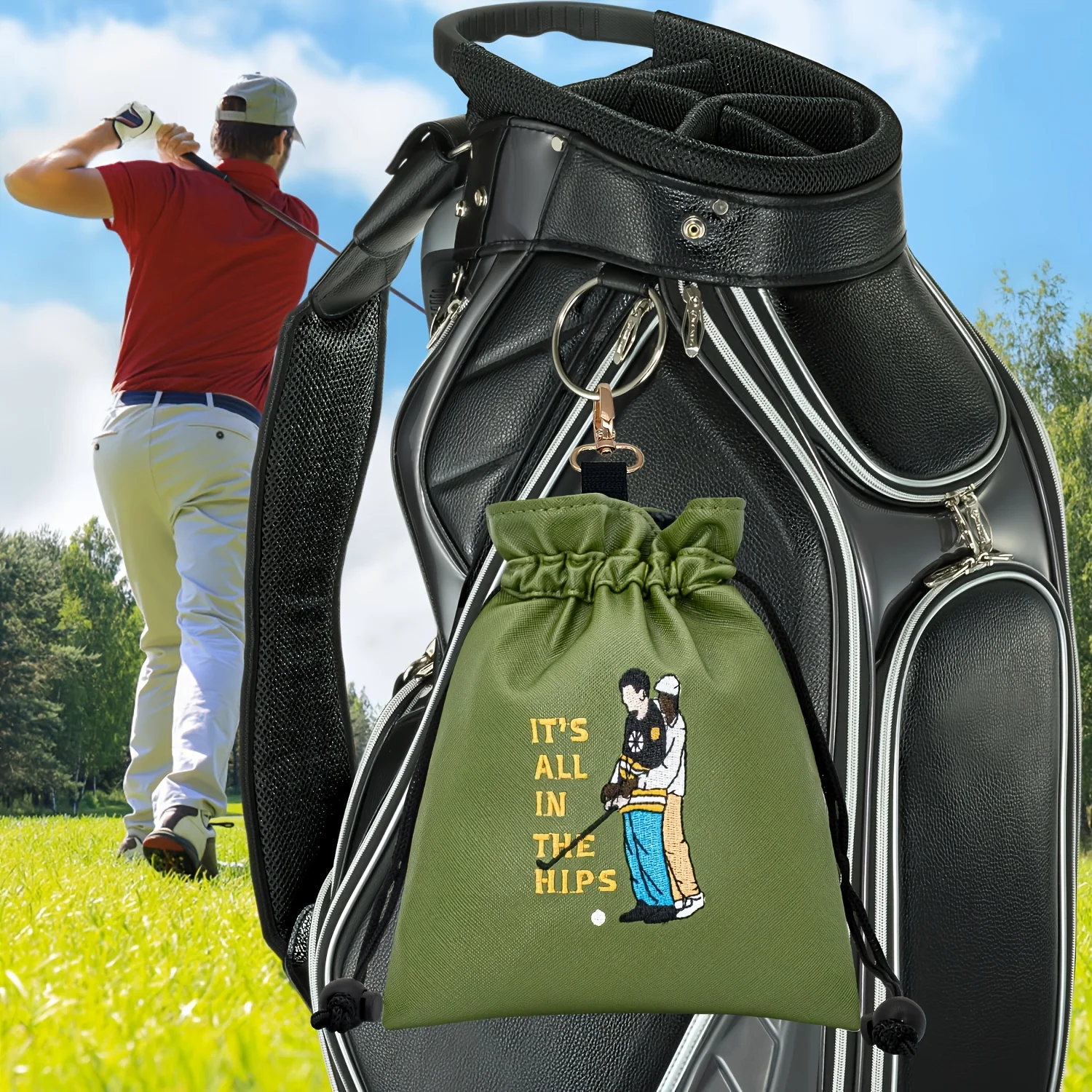 二人用ゴルフバッグ | ポータブル巾着バッグ、グリーン、 - Golf Equipment Drawing のレビューと価格