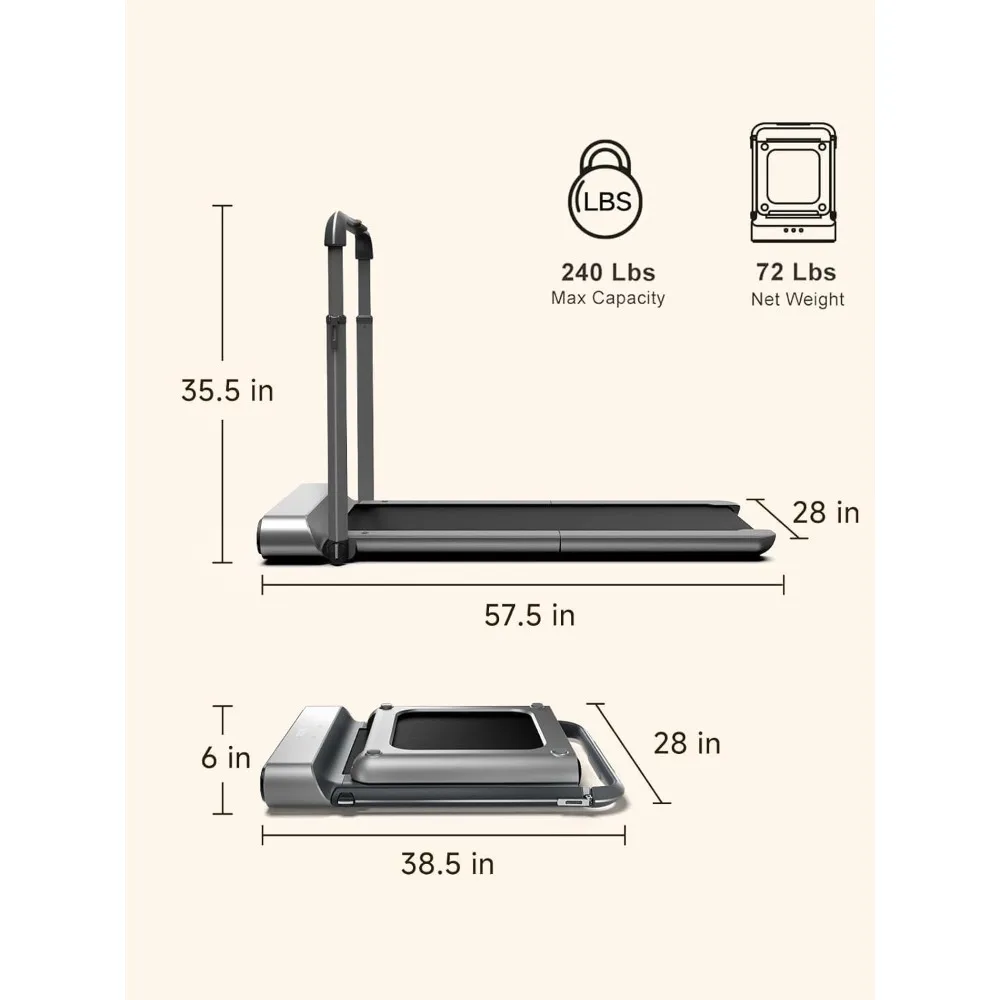 جهاز مشي مدمج قابل للطي تحت المكتب - وسادة مشي 2 في 1 للاستخدام المنزلي والمكتبي، مثالية لحلول التمارين الموفرة للمساحة