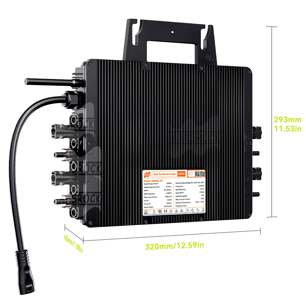 2000W 26-60VDC 207-253VAC Solar Micro Inverter With WiFi Smart, IP67 Protection Suitable for 600 Photovoltaic Modules