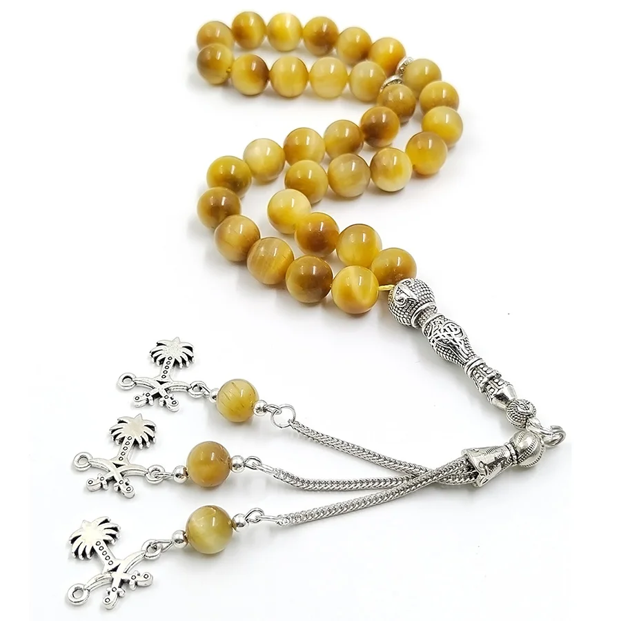 Saudi Tasbih yellow tiger eye stone arabia bracelet muslim misbaha Eid gift ramadan