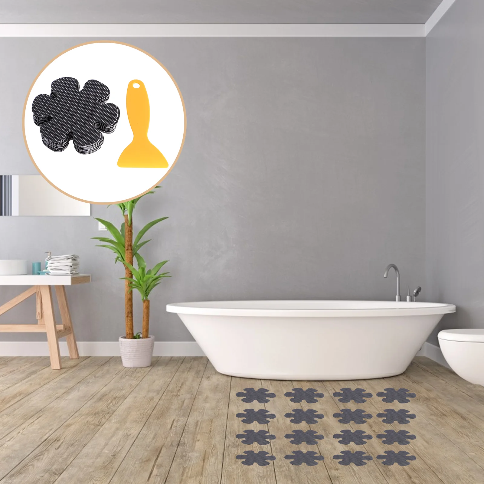 20 Pcs Bathroom Non-slip Stickers Flower Bathtub Mat Safety Shower Treads Peva Anti Skid Shaped Floor