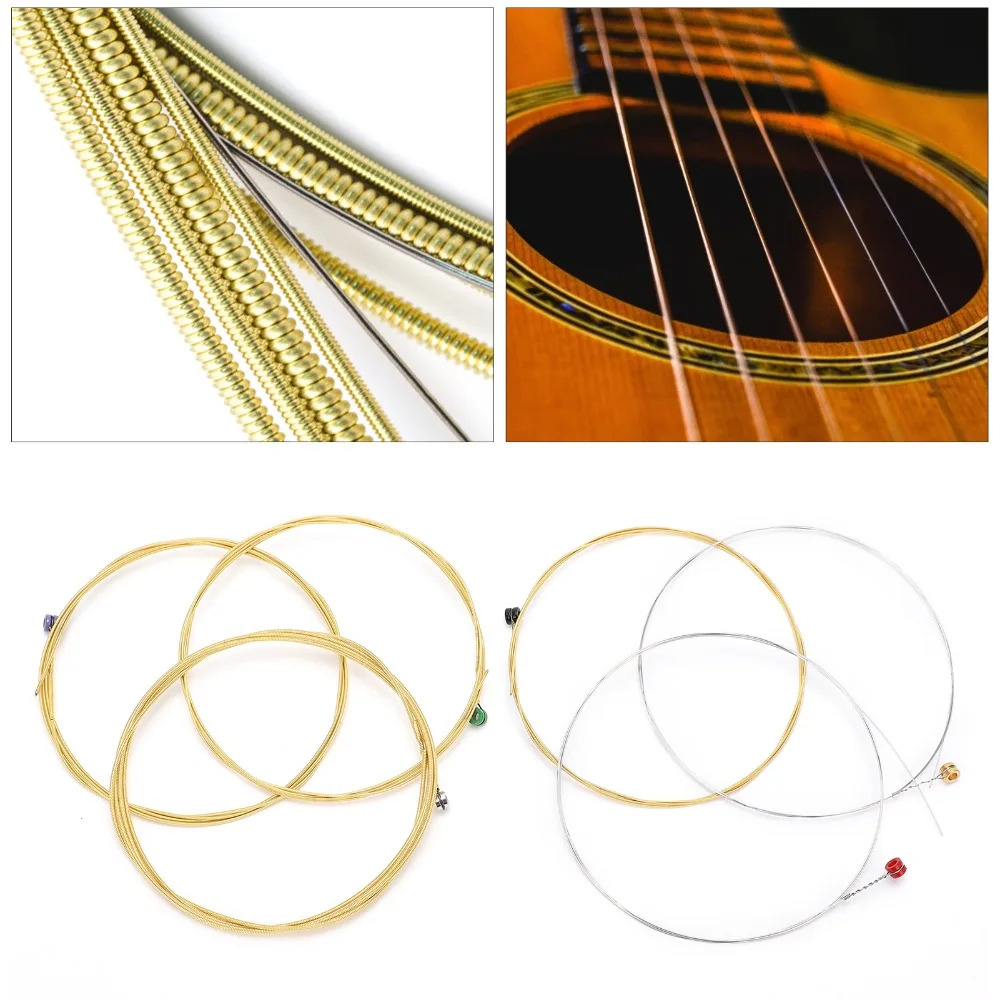 2Sets Brass material Acoustic Guitar Strings For 6 Strings Golden And Silver Guitar Strings Acoustic 6 String Set