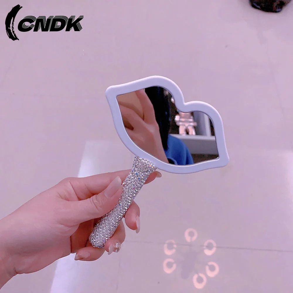 Diamond Eyelash Extension Handheld Makeup Mirror Heart Shape Makeup Vanity Mirror with Handle Hand Mirror Makeup Mirrors