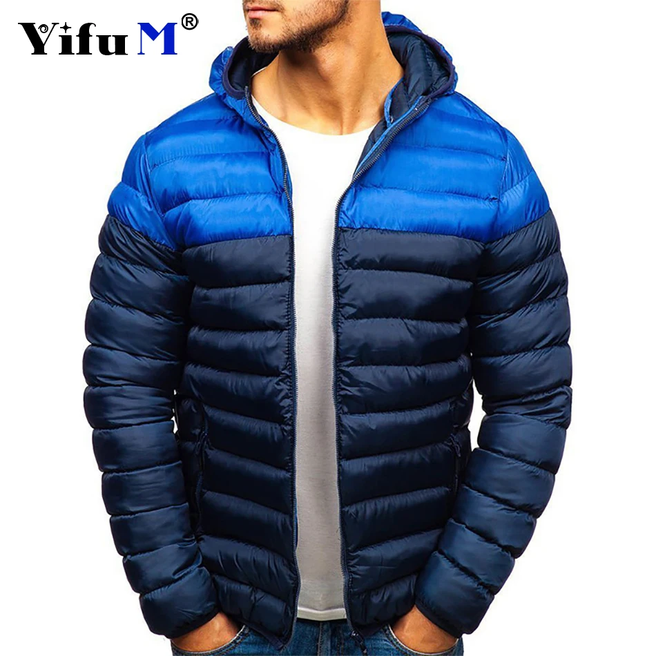 Mannen Warme Hoody Slanke Winter Jas Met Ritssluiting Top Blouse Heren Mode Patchwork Jas Katoen Parkas 4xl Kleding Nieuw