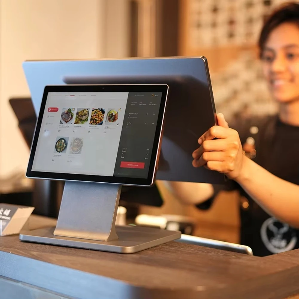 

Commercial cash register equipment with 15.6-inch touchscreen and system