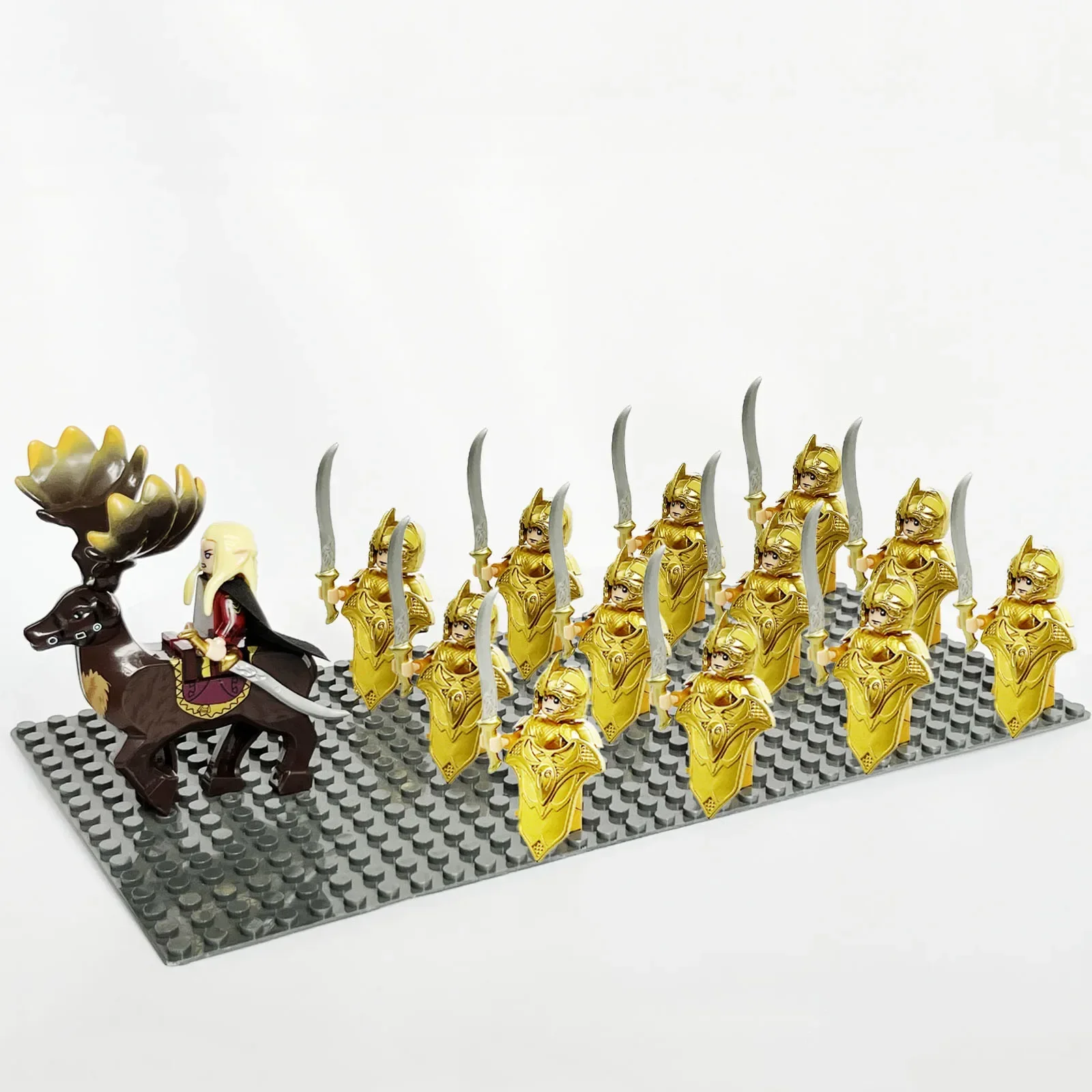 13 sztuk zamek rycerz Rohan Azog Orcs pół bestia armia człowieka Elf strażnicy rzymski żołnierz Minifig klocki do budowy dla dzieci