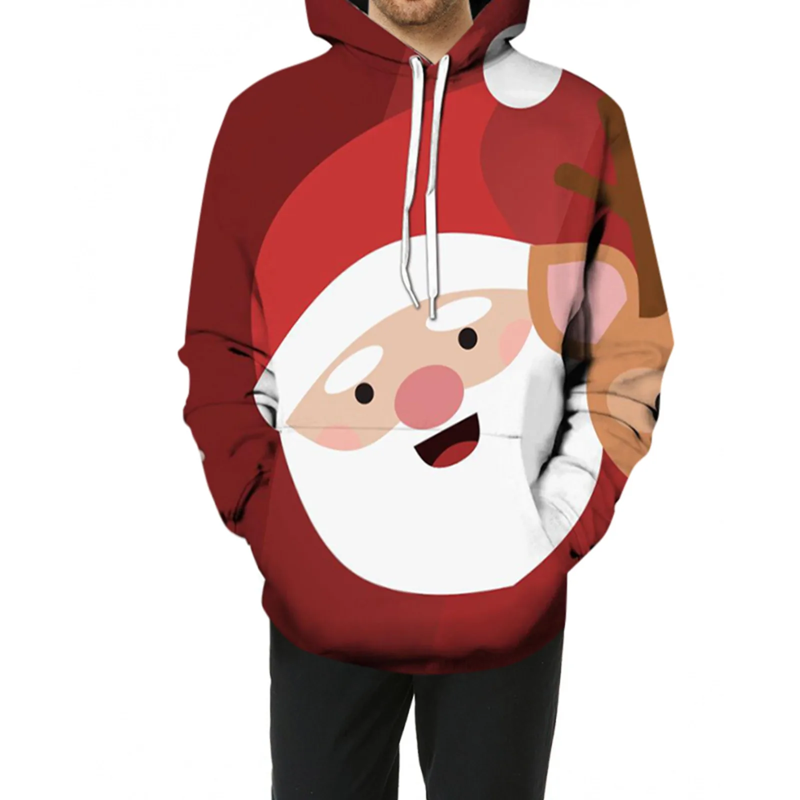 

Men Hoodie Christmas Halloween Print Long Sleeve Pullover Hooded Pullover Sweatshirts Fleece Keep Warm Tracksuit Winter Outwear