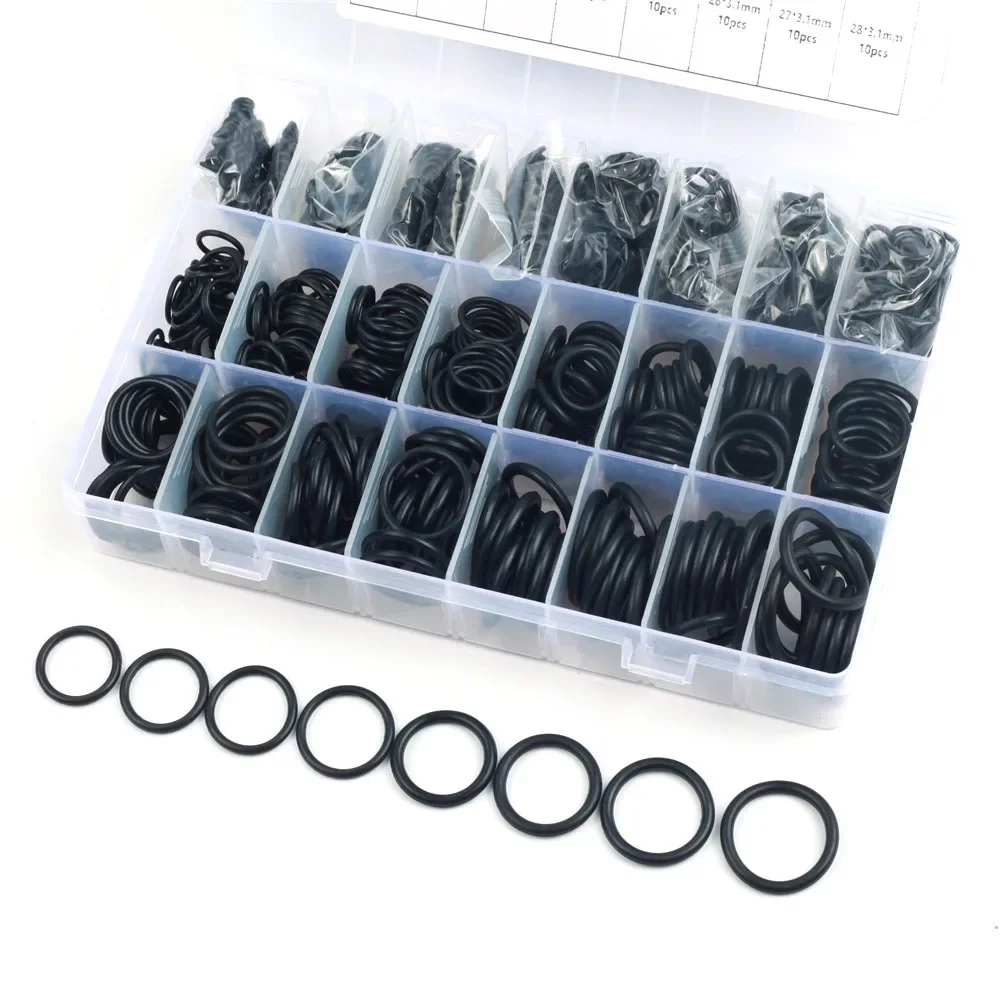 740/1200Pcs O-ring Rubber Gaskets Seal Ring Set Nitrile Rubber High Pressure O-Rings NBR Sealing Elastic Band O Rubber Rings Set