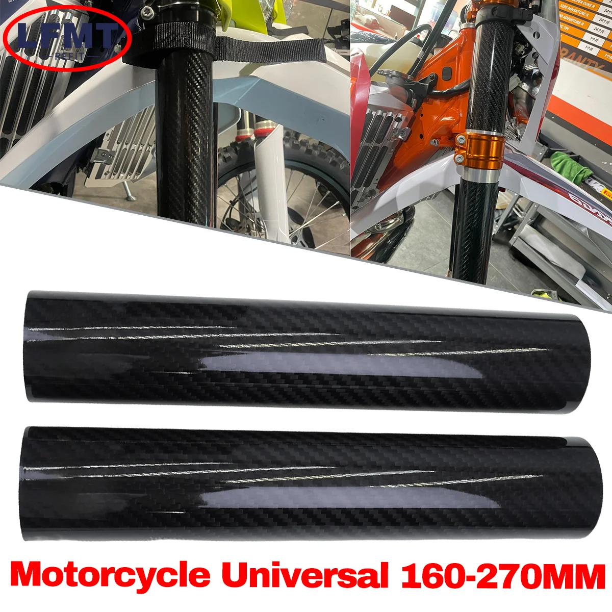 160mm-270mm Motocross Carbon Fiber Front Fork Guard Wrap Cover For KTM Honda Yamaha Kawasaki Suzuki Husqvarna SHERCO BETA GASGAS