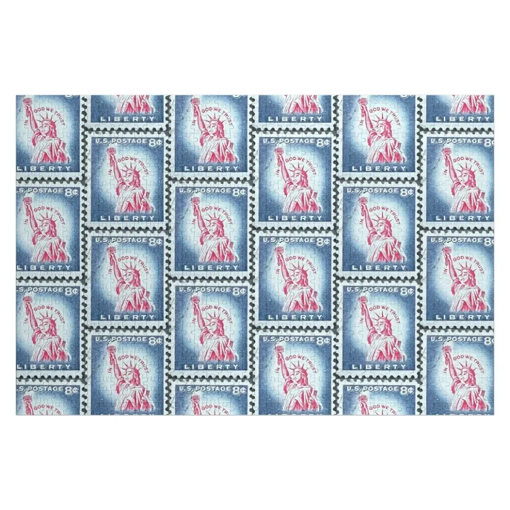 Statue of Liberty Vintage Postage Stamp Jigsaw Puzzle Custom Gifts Custom Christmas Gifts Puzzle