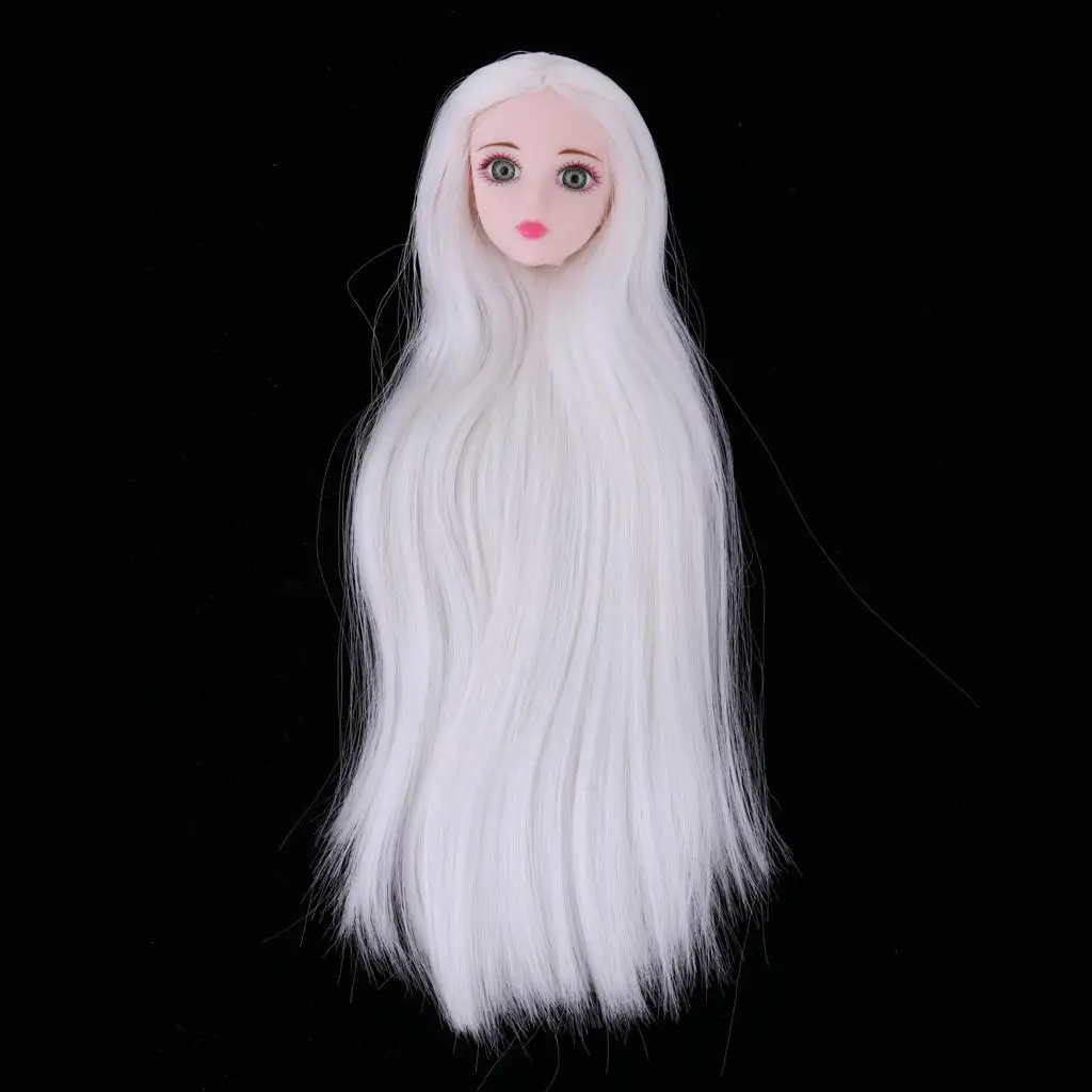 1/6 Bjd Head Sculpt with Removable Eyes and White Wig Ball Jointed Dolls Head for Ob Pb Kurhn Xinyi Doll Accessories