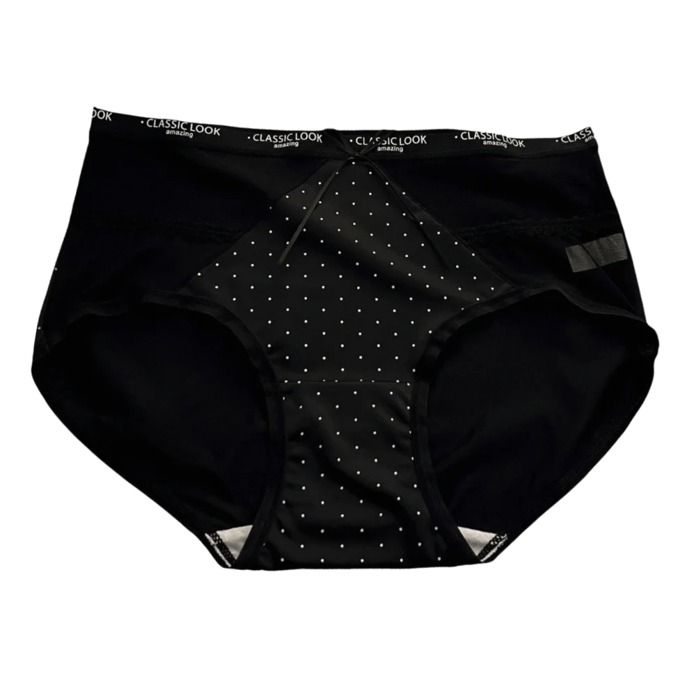 Light Thin Mesh Women's Underwear Bow Satin Wave Point Underpants Hollowed-out Seamless Briefs Women