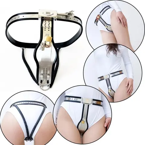 Weiblicher Keuschheitsgürtel, Strap-on-Hosen, verstellbares Metall-Keuschheitsschloss, verhindert vaginale Masturbation, BDSM-Bondage, Sexspielzeug für Frauen