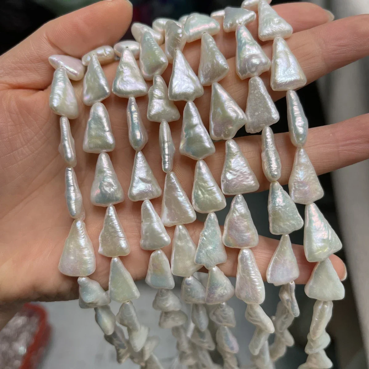 10x16mm AAAAA Clean White Triangle Freshwater Pearls 40cm Strand Loose Beads Premium Material For Handmade Jewelry Presents