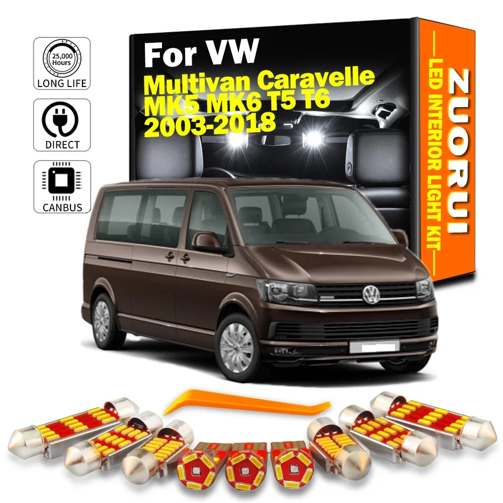 

ZUORUI Canbus For Volkswagen VW Multivan Caravelle MK5 MK6 T5 T6 2003-2017 2018 Car LED Interior Footwell Light Kit Led Bulbs