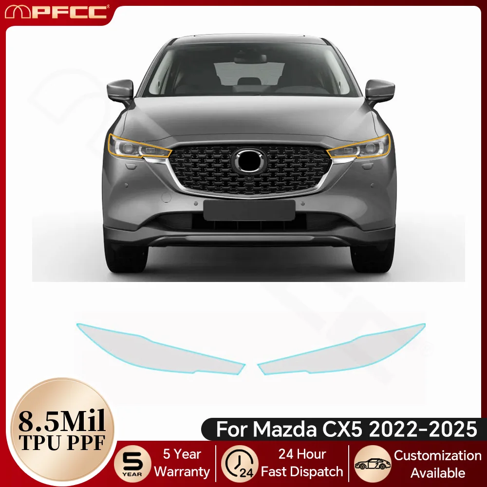 

For Mazda CX5 CX-5 2022-2025 Car Headlight Rearview B C Pillars TPU Paint Protection Film Pre-cut PPF Bra Anti-scratch Clear Kit