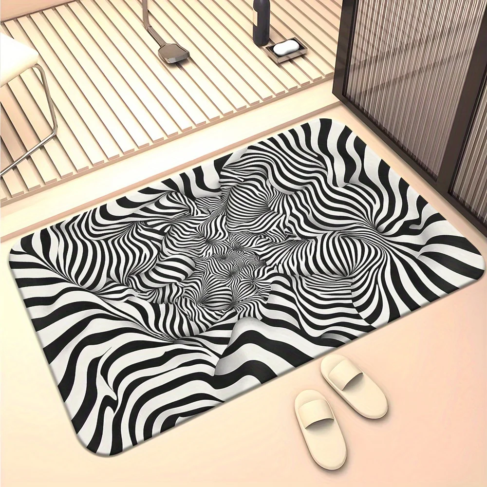 1pc 3D Optical Illusion HD Printed Doormat, Non-Slip Microfiber Polyester Absorbent Rug, Machine Washable, for Bedroom, Living R