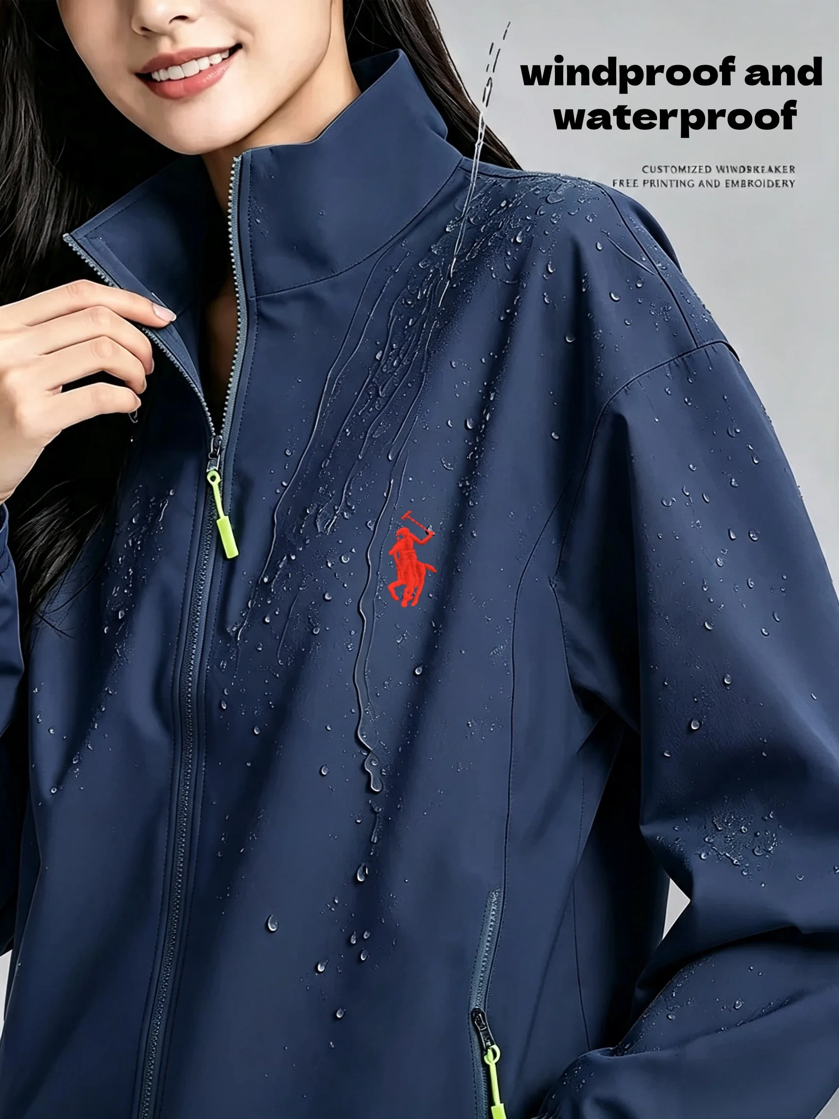 2026new high-end brand men's women's long sleeve zipper jacket autumn fashion exquisite Embroidery waterproof wear-resistant top