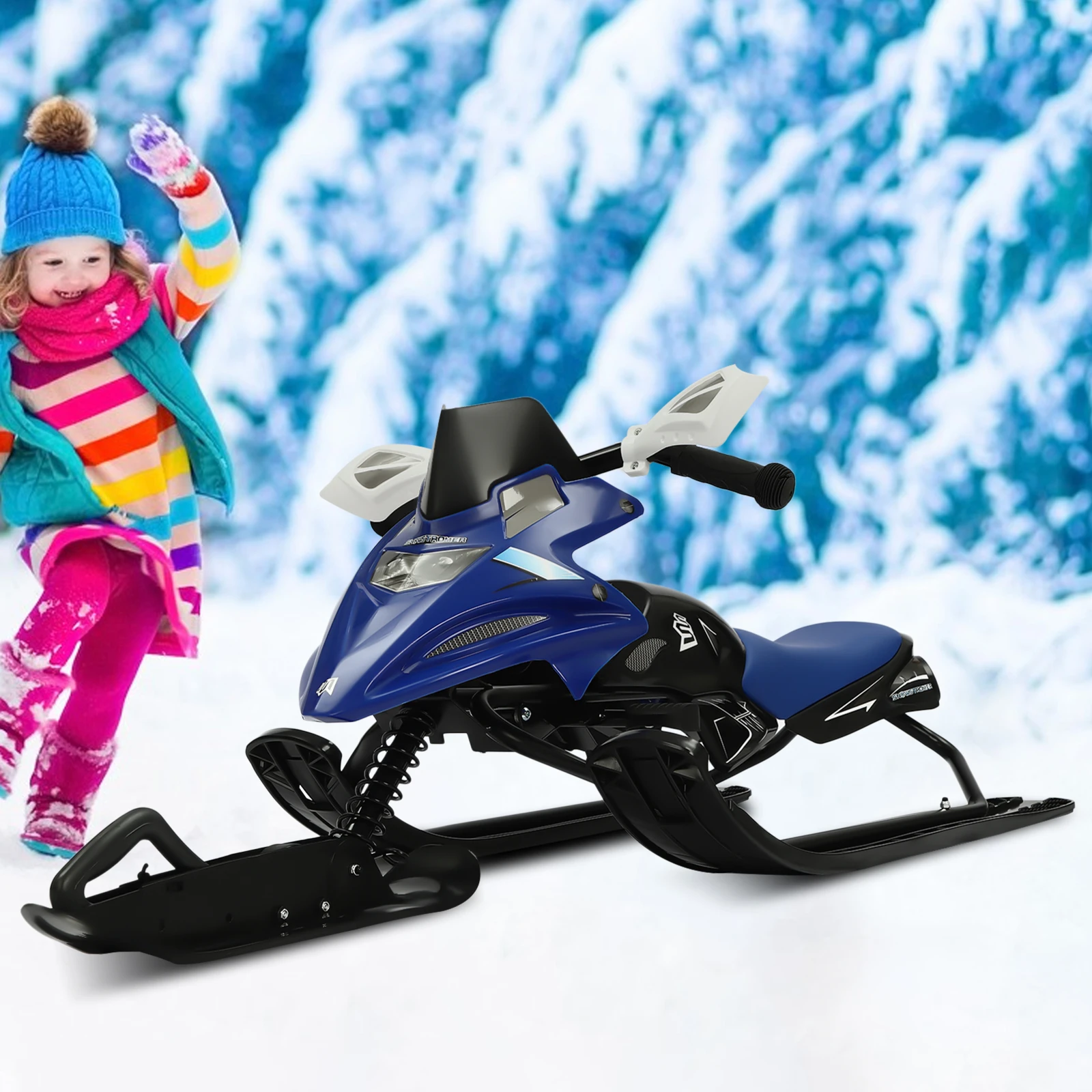 Steering sled ski snow skibob snow sled with 80cm high tensile rope, capacity 80Kg/ 176.37 Lbs