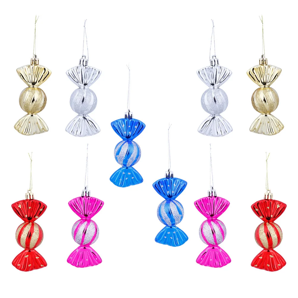 

10pcs Christmas Tree Pendants Candy Shape Hanging Decorations Colorful Party Wedding Decoration Xmas Ornament Wind Bell