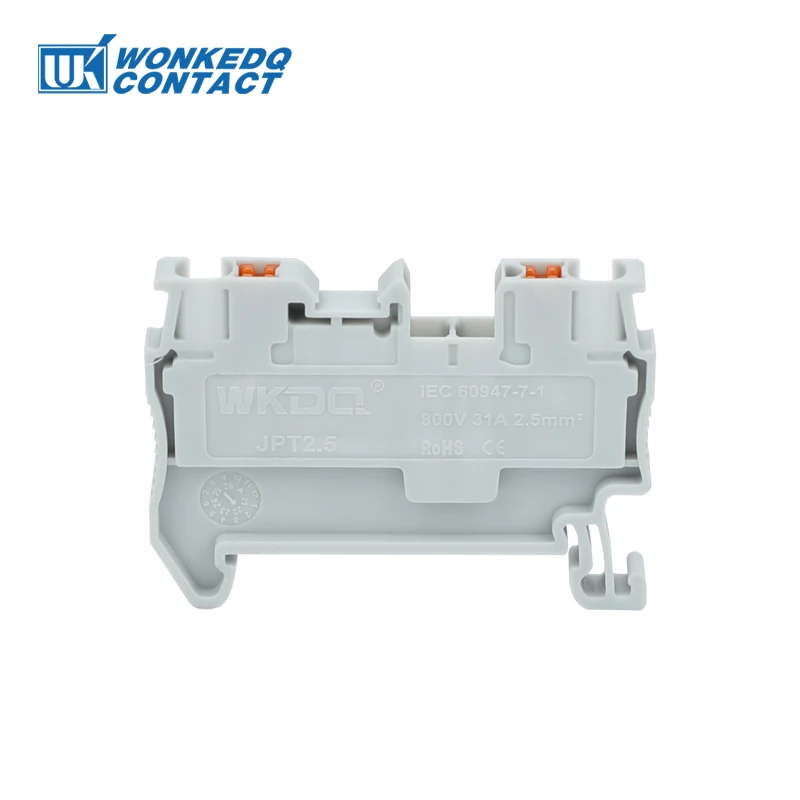 PT-2.5 Push-in Terminal Block DIN Rail Wire Connector 2.5mm Cable Screwless Spring Plug Electrical NS35 PT 2.5