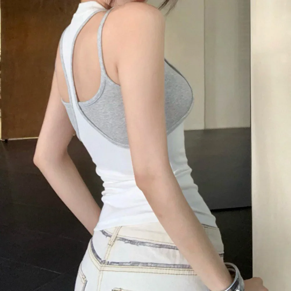 

Базовый топ-бретелька, ношенная повседневная прогулка с однотонным узором, всесезонная, среднего размера, совершенно новая повседневная одежда для повседневного использования