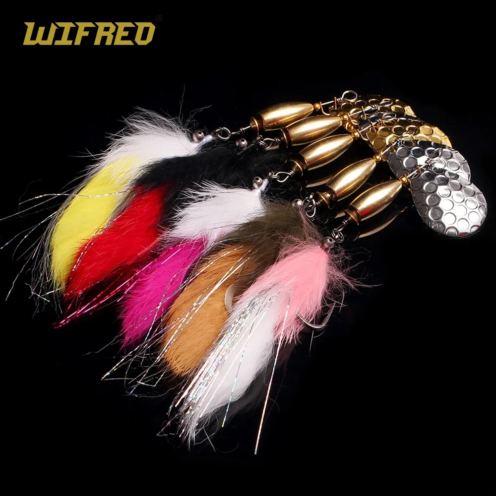 Wifreo 1PC Fast Sinking Spinner Lure Sets 3/0 Stinger Hook Bunny Tail Streamer Fly for Bass Trout Pike Saltwater Fishing Species