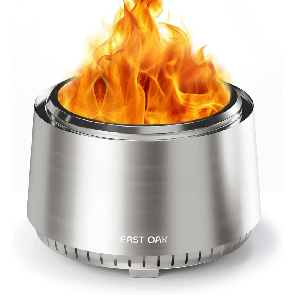 21 Inch Smokeless Fire Pit Wood Burning with Stand Removable Ash Pan Portable Stainless Steel Carrying Bag Patio Backyard